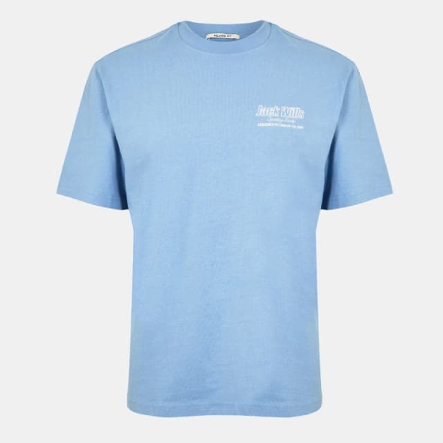 Jack Wills Mens JW Outline Regular Fit T-Shirt Sky Blue male S