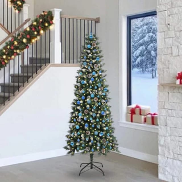 vidaXL Artificial Christmas Tree with 300 LEDs, Blue Balls Green 96 x 96 x 240 cm, Green 3395851