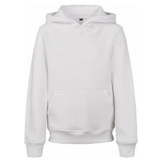 Build Your Brand Plain Hoodie in White Size: 4-6 Years White Unisex 4-6 Years