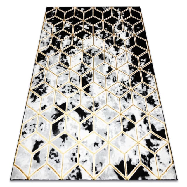 RugsX Carpet Allure 1966 Cube 3D - Structural, Stylish, Glamour Black / Gold 120X170 Cm