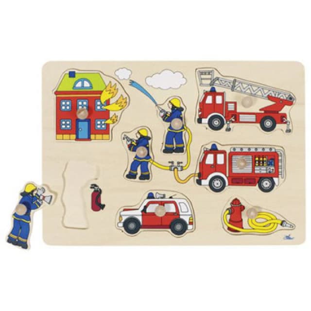 Goki Lift-Out Wooden Fire-Brigade Puzzle