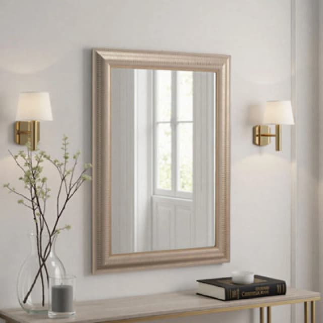 Yearn Textured Champagne Framed Wall Mirror 92.5X67Cm