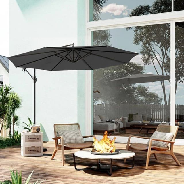 Breeins 3M Grey Banana Cantilever Patio Parasol Grey unisex One size