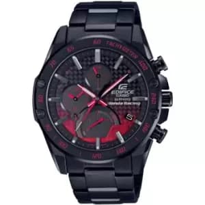 Mens Casio Silver, Black carbon fibre and Black Stainless Steel Quartz Watch