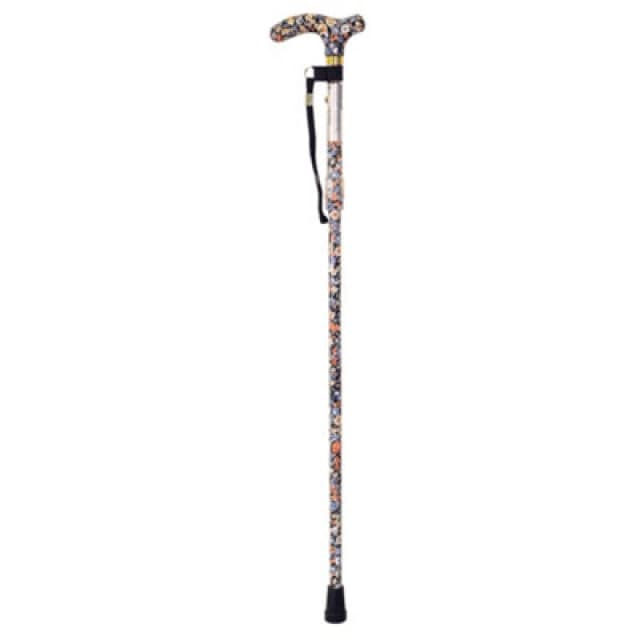 Loops Deluxe Ambidextrous Foldable Walking Cane - 5 Height Settings - Japanes Floral Multi