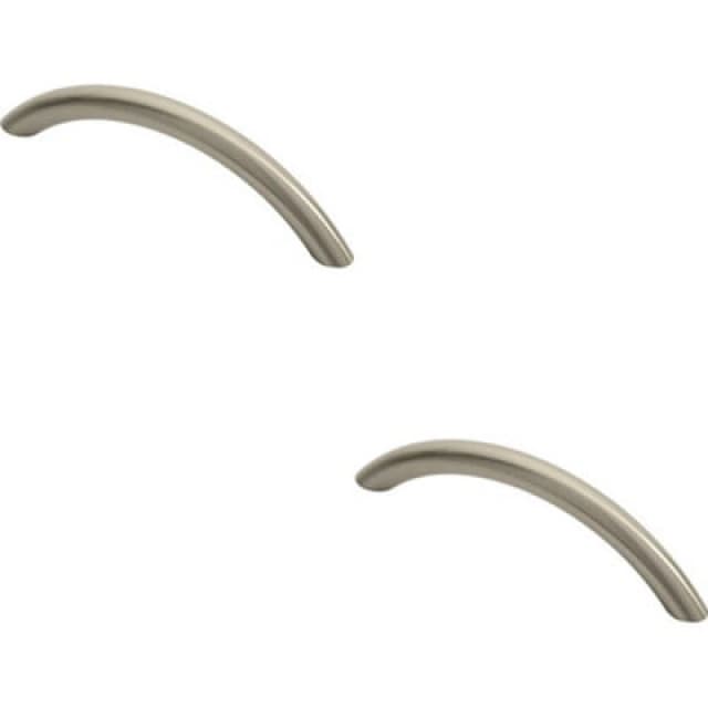 Loops 2x Curved Bow Cabinet Pull Handle 119 x 10mm 96mm Fixing Centres Satin Nickel Metallics unisex