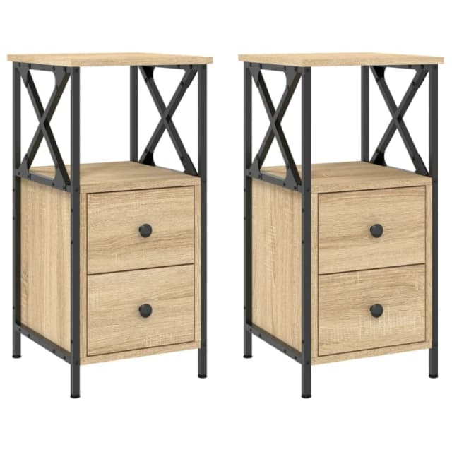 Vidaxl Bedside Cabinets 2 Pcs Sonoma Oak 34X35.5X70 Cm Engineered Wood, Brown 825946