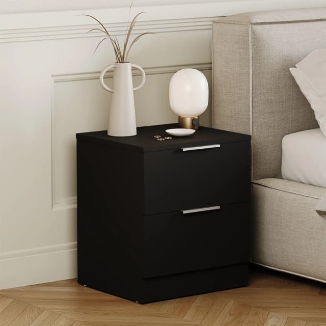 Lassic Trega 2 Drawer Bedside Chest Black unisex 2 Drawer