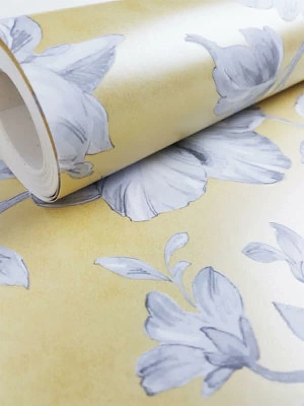 Lucia Yellow Floral Wallpaper Yellow