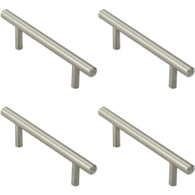 Loops 4x Mini Round T Bar Pull Handle 100 x 8mm 64mm Fixing Centres Satin Nickel Metallics unisex