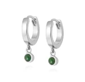 Daisy London 925 Sterling Silver Green Aventurine Healing Huggie Hoops Sterling Silver