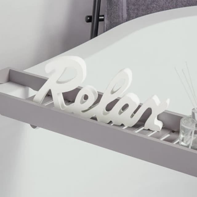 OHS OHS Relax Sign Ornament Word Wood Figure Home Bathroom Decor Gift in White White One Size Unisex 5027434160228