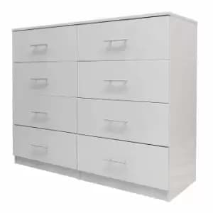 Helston Gloss Extra Large 8 Drawer Chest, Grey