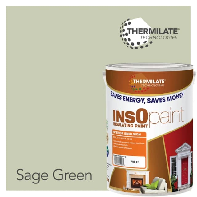 Thermilate Technologies Insopaint Interior Emulsion Paint - Anti Mould, Insulating & Snergy Saving For Interior Walls & Ceilings - Sage Green