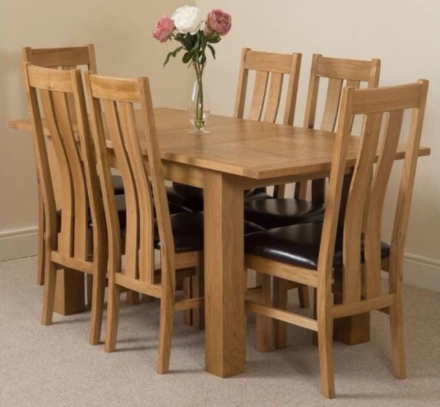Thats Furniture Hampton 120-160cm Oak Extending Dining Table & 6 Princeton Chairs in Brown Brown Unisex