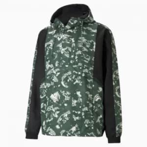 PUMA Man City Tfs Woven Half-Zip Mens Football Jacket, Silver/Camo Green, size Large, Clothing