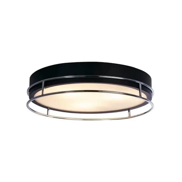 Phoenix 3 Light Flush Black, Chrome, Frosted Glass