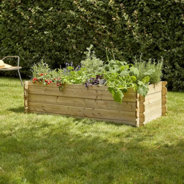 Cerland Basil Wooden Raised Bed - W140Cm X H36Cm X D60Cm - Modern Planter Pressure Treated