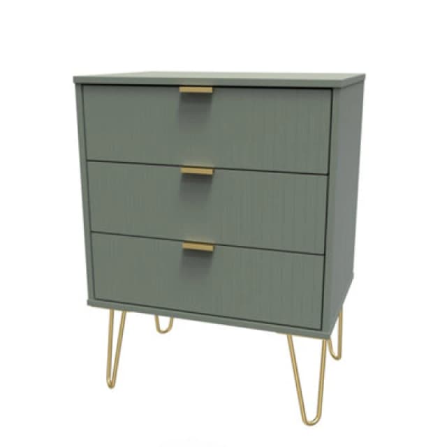 Linear Ready Assembled Matt Green 3 Drawer Wide Chest (H)740mm (W)575mm (D)395mm