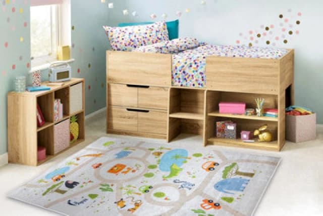 RugsX Bambino 50230 Washing Carpet Zoo, Streets For Children Anti Slip - Beige / Green 80X150 Cm