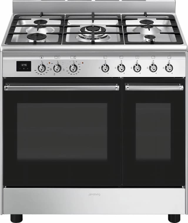Smeg Concert CX92GM 90cm wide Dual Fuel Range Cooker with Gas Hob - Stainless Steel - A Rated