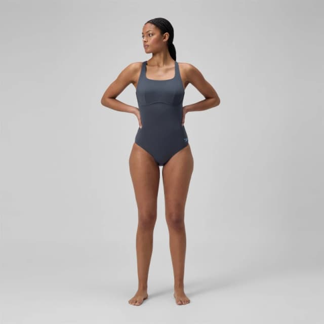 Speedo FlxB SS BIBra Ld54 One Piece Swimsuits 8 (30) Grey 35001602310