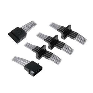BitFenix Alchemy Molex to 4x SATA Adapter 20cm Sleeved silver/black