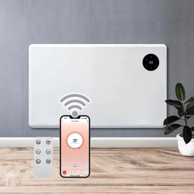Purus 1200W WIFI Electric Radiator Panel Heater White Wall Mounted or Floor Standing Bathroom Safe Timer & Thermostat White Unisex