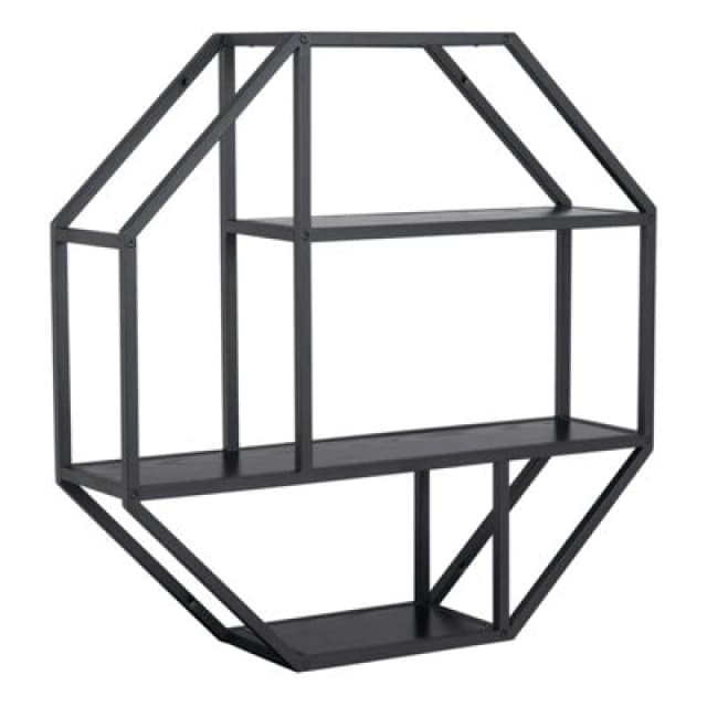 Furniture To Go Seaford Octagonal Metal Wall Shelf in Black Unisex