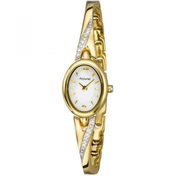 White And Gold 'Accurist Stone Set Semi Bangle' Watch - LB1646W - multicoloured