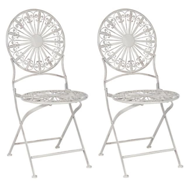 Beliani Set Of 2 Garden Chairs Scafa Metal White