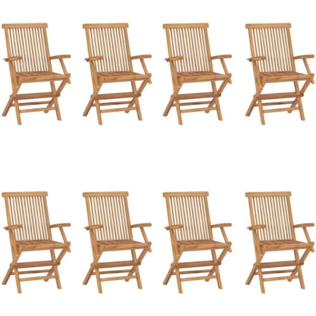 VIDAXL Folding Garden Chairs 8 pcs Solid Teak Wood Vidaxl 8720286818947