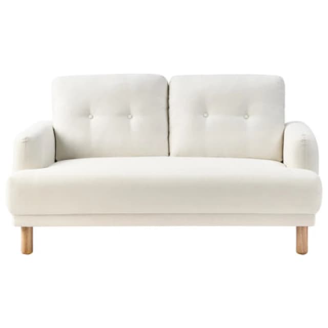 Beliani Sofa 2 Seater Tuve Fabric Off-White