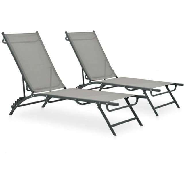 VIDAXL Sun Loungers 2 pcs Textilene and Steel Vidaxl 47848