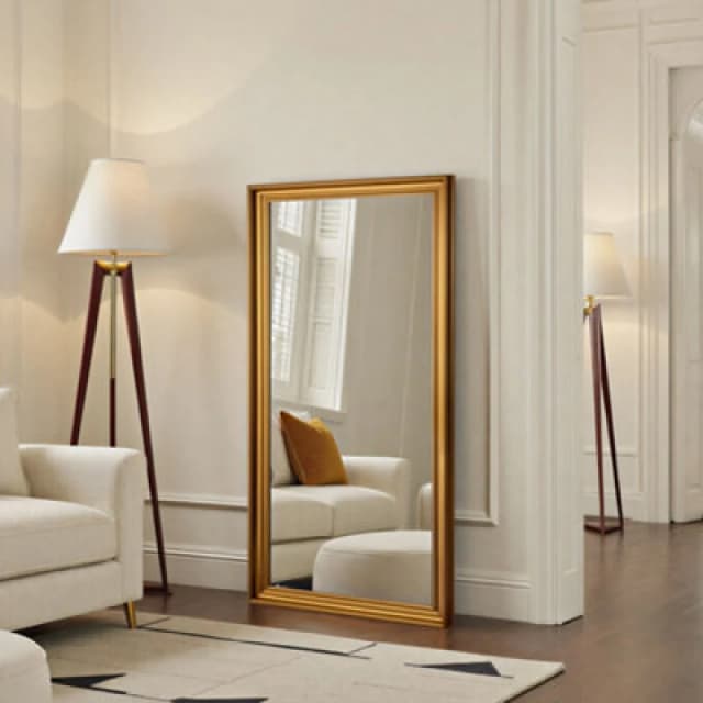 Yearn Beaded Classic Full Length Gold Framed Bevelled Wall Mirror