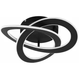 Semi Flush Ceiling Light Colour Black Shade White Plastic Bulb LED 35W Included