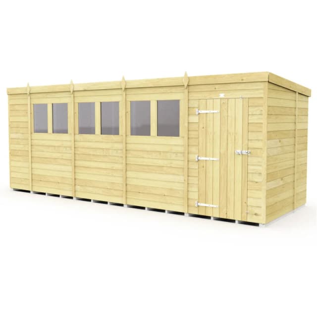 Flat Pack Sheds DIY Sheds 19 x 6 Pent Shed, Brown 18X6PFF