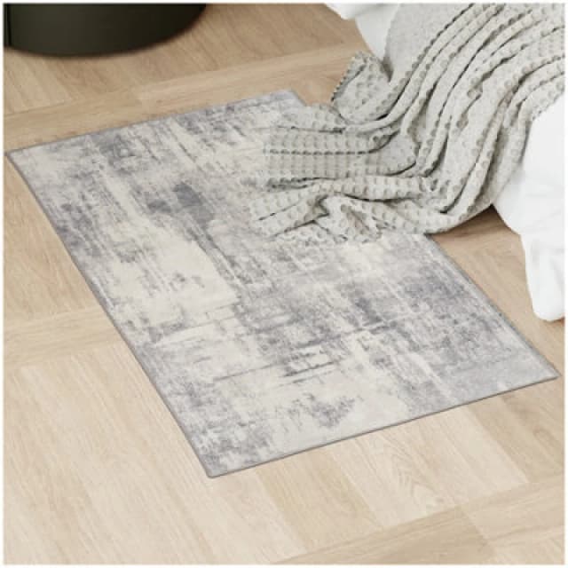Tectake Washable Rug Nadira - Different Sizes, Abstract Pattern, Synthetic Wool And Felt, Non-Slip 60 X 110 Cm - Beige/grey