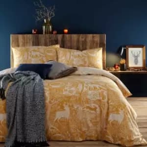 Furn. Winter Woods King Duvet Cover Set Cotton Polyester Ochre