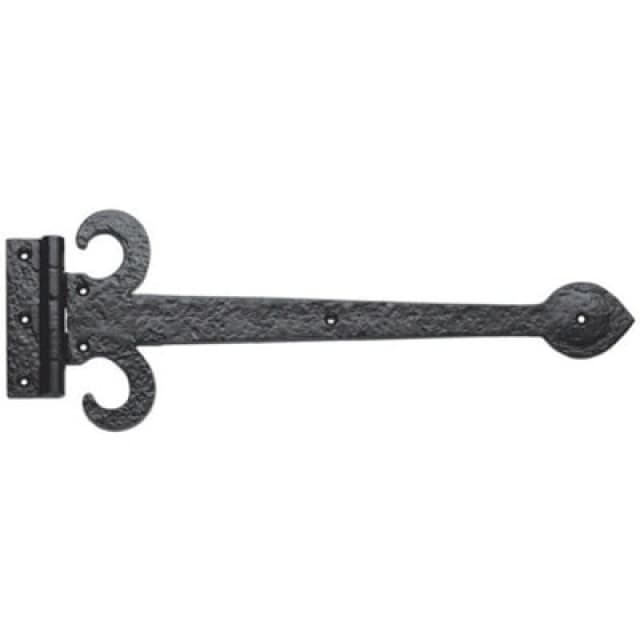 Loops PAIR 381mm Ornate Sword T Hinge Black Antique Internal Decorative Door Hinge Black