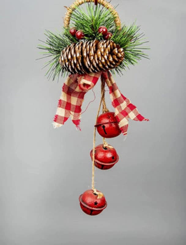 Shatchi Christmas hanging decoration 27cm Red rusty bells Red