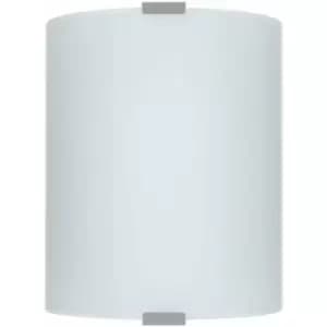 Wall Flush Ceiling Light Colour Silver Shade White Satin Glass Bulb E27 1x60W