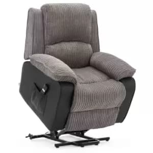 Postana Electric Rise Recliner Jumbo Cord - Grey Leather