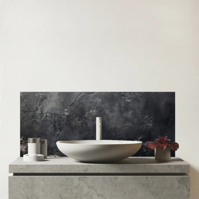 Warren Reed - Designer Dark Concrete Effect Glass Bathroom Splashback in Green Green Unisex