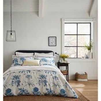Sanderson Etchings & Roses Cotton Duvet Cover - Blue