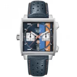 TAG Heuer Monaco Gulf Mens Square Blue Strap Watch