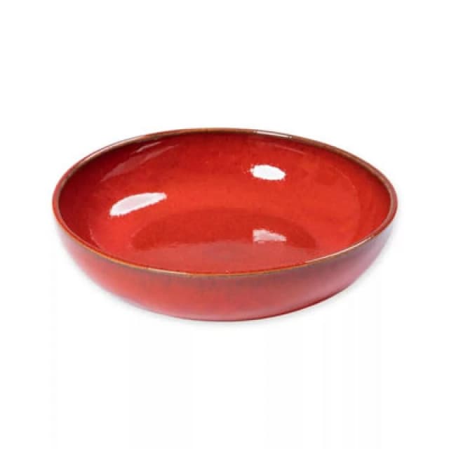 Verano Spanish Ceramics Selena Glazed Hand Dipped Solid Colour Kitchen Dining Large Bowl Red (Diam) 30Cm