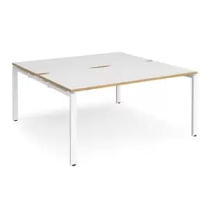 Adapt 2 Seater Back to Back Straight White Frame Cluster Desks - 1600mmx1600mm - White Oak