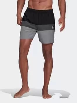adidas Short-length Colorblock Swim Shorts, Black/Grey Size XS Men
