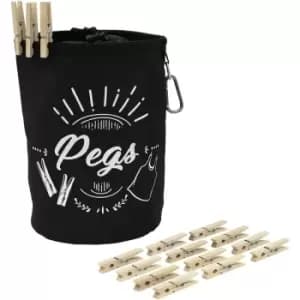 JVL Large Peg Bag with 204 Wooden Pegs